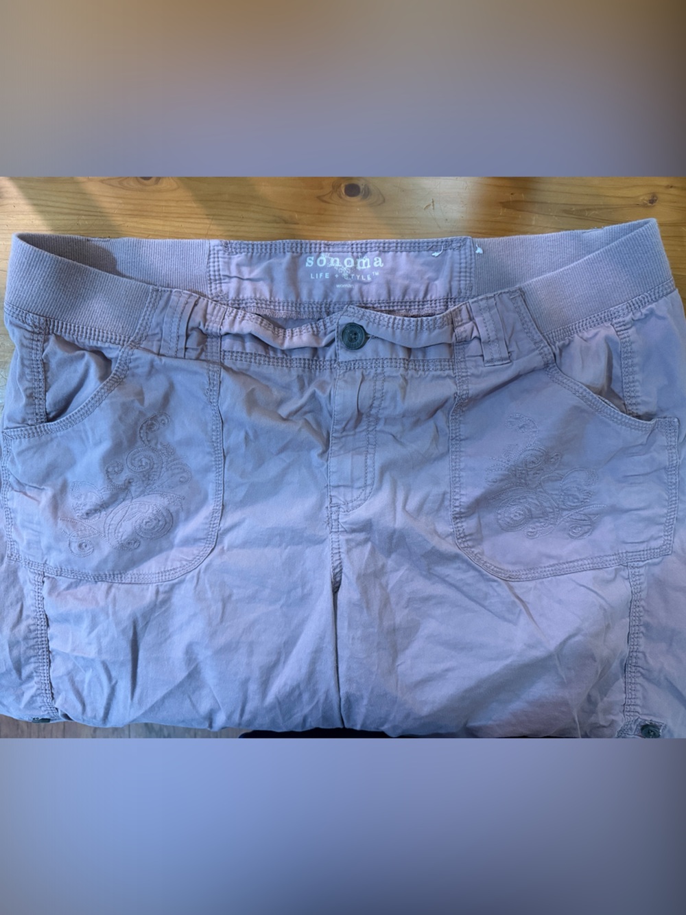 Sonoma Women’s Light Mauve Embroidered Bermuda Shorts